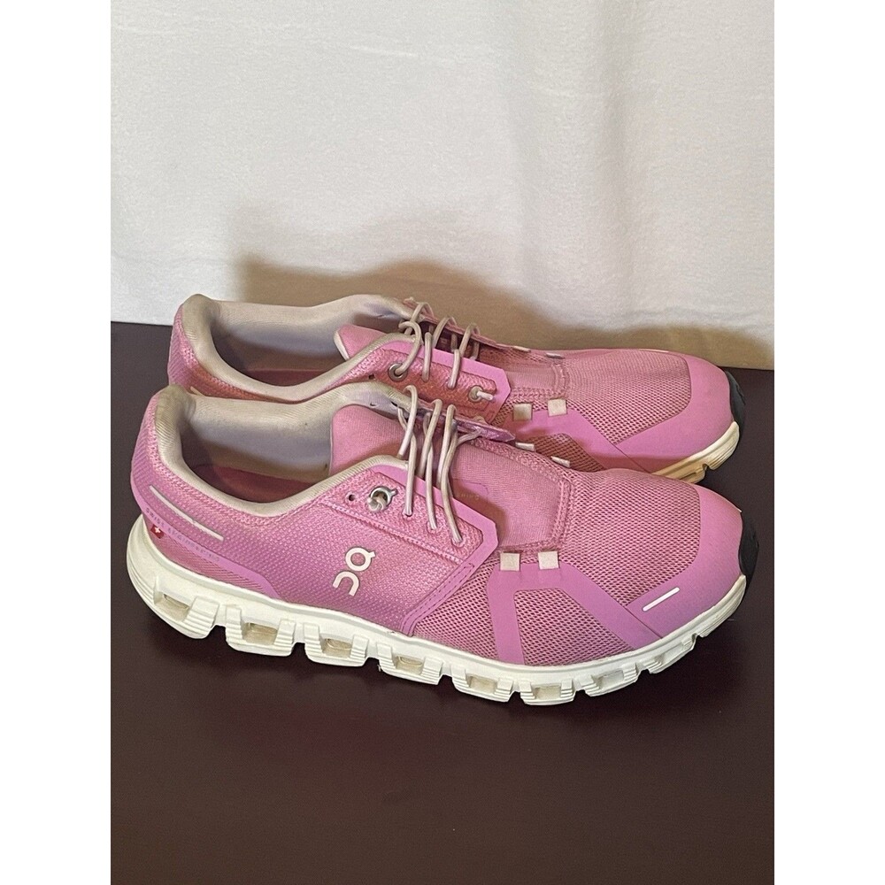 On Cloud 6 Raspberry/White Women's Size 10 Mesh Low Top Lace-Up Sneakers - Picture 3 of 10